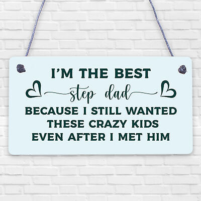 Best Step Dad Crazy Kids Novelty Hanging Plaque Fathers Day Daddy Birthday Gifts