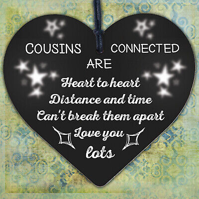 Birthday Christmas Gift For Cousin Wood Heart Family Friendship Keepsake Plaque