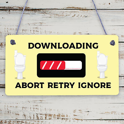 Downloading Funny Novelty Toilet Door Hanging Sign House Warming Bathroom Geek