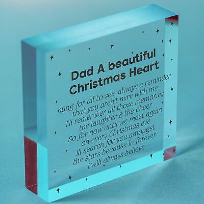 CHRISTMAS Tree Decoration In Memory Of Dad Memorial Wooden Heart Bauble Gift