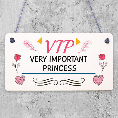 VIP Princess Novelty Hanging Plaque Friendship Gift Daughter Bedroom Door Sign