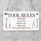 Funny Tool Rules Garage Man Cave Workshop Shed Sign Gift For Him Dad Grandad