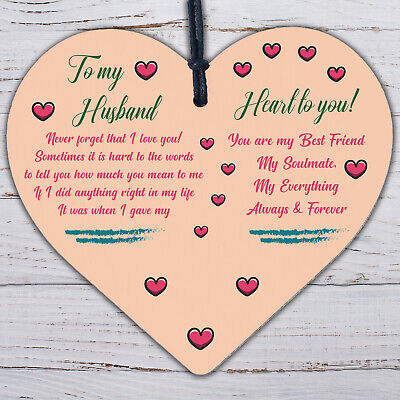 Husband Gift For Anniversary Valentines Day Wood Heart Soulmate Gifts For Him