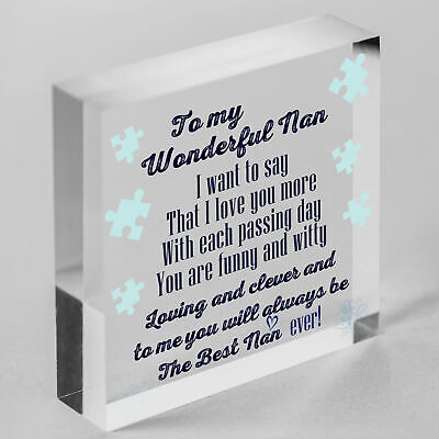 Special Gift For Nan Wooden Heart Nan Birthday Gift Grandparent Plaque Love Sign