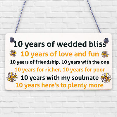 10th Wedding Anniversary Card Gift For Husband Wife Ten Year Anniversary Gift