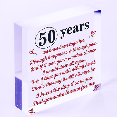 Anniversary 50th Golden Wedding Anniversary Engagement Wood Heart Plaque Gift