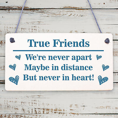 True Friends Never Apart Cute Wooden Hanging Plaque Gift Best Friends Love Sign