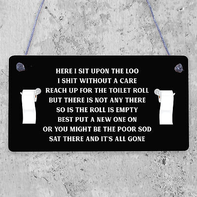 FUNNY Sit Upon The Loo TOILET SIGN Chic Bathroom Door VINTAGE Retro Loo DECOR