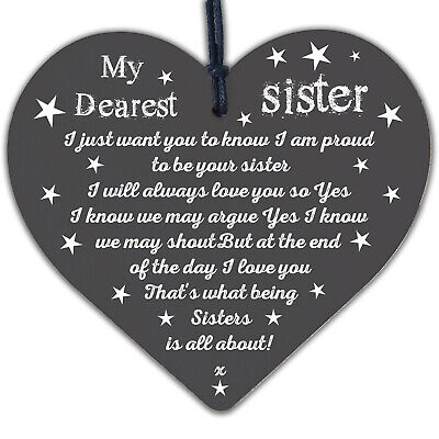 Sister Gift Birthday Gift For Sister Keepsake Poem Wooden Heart Friendship Sign