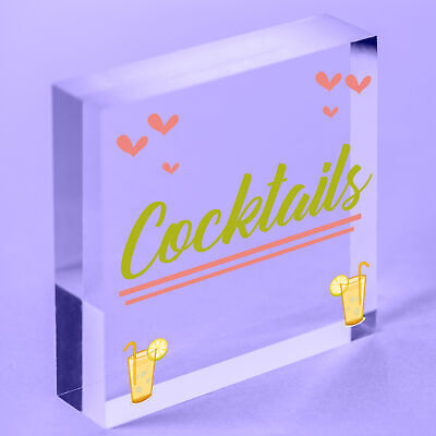 Cocktail Neon Effect Hanging Plaque Home Bar Pub Sign Friendship Man Cave Sign