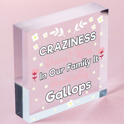 Craziness Gallops In Our Family Wooden Hanging Heart Novelty Families Plaque