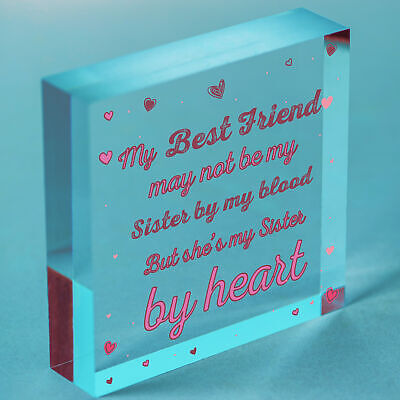 Sister By Heart Best FRIEND Gift Heart Christmas Friendship Gift Birthday Plaque