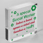 Social Worker Gift THANK YOU Wood Heart Birthday Christmas Colleague Friend Gift