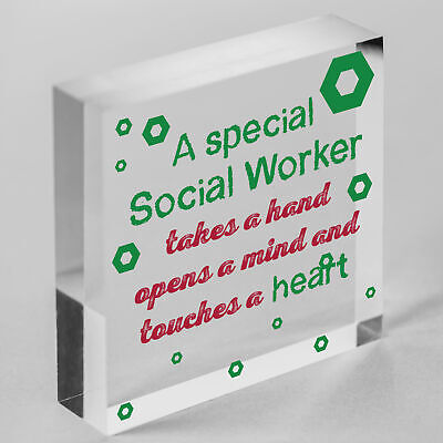 Social Worker Gift THANK YOU Wood Heart Birthday Christmas Colleague Friend Gift