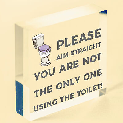 Funny Bathroom Sign Loo Decor Aim Straight Humorous Wall Plaque Home Gift