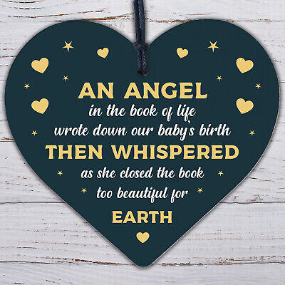 Angel Baby Memorial Gifts Wooden Heart Plaque Heaven Love Bereavement Sign