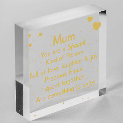 Special Mum Gifts From Son Daughter Birthday Christmas Wood Heart Mum Poem