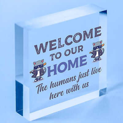 Cat Sign Welcome To Our Home Cat Lover Gift Door Sign Gift For Men Women