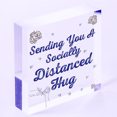 Socially Distanced Hug Gift Engraved Heart Special Gift For Friend Lockdown