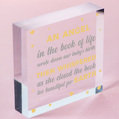 Angel Baby Memorial Gifts Wooden Heart Plaque Heaven Love Bereavement Sign