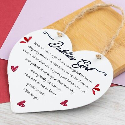 Daddies Girl Wooden Heart Fathers Day Gift For Daddy Dad Daughter Gift Thank You