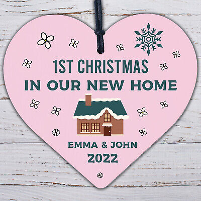 1st Christmas In New Home Bauble Wooden Heart 1st Christmas Bauble Xmas Decor