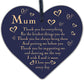 THANK YOU Gift For Mum Mummy Birthday Christmas Shabby Chic Wood Heart Plaque