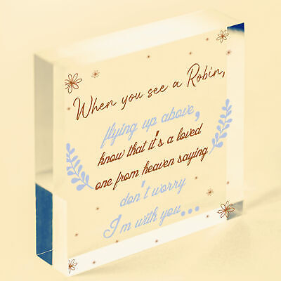 Robins Are Loved Ones From Heaven Hanging Wooden Heart Plaque Memorial Sign