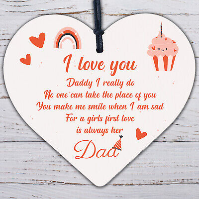 Dad Gifts From Daughter From Son Hanging Wooden Heart Daddy Birthday Card Gifts