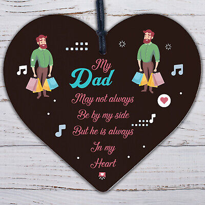 Dad Father Memorial Plaques In Memory Wood Heart Sign Memorial Christmas Bauble