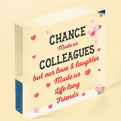 Handmade Chance Made Us Colleagues Wooden Heart Plaque Friend Friendship Gift