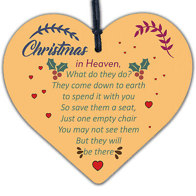 Christmas Memorial Bauble Wood Heart Tree Decoration Plaque Mum Nan Tribute Gift