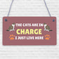 The Cats Are In Charge Hanging Sign Funny Cat Gift Home Decor Gift For Women