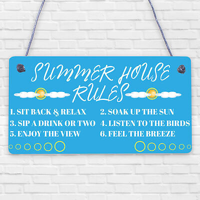 Summer House Rules Hanging Garden Shed Sign Home Decor Sign For Garden