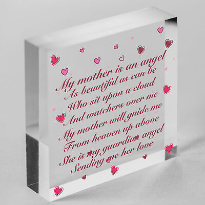 Mum Guardian Angel Wood Love Heart Sign Memorial Mothers Day Gift Grave Plaque