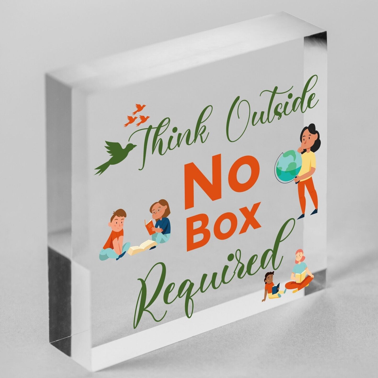 Think Outside No Box Inspiration Motivation Gift Hanging Friendship Plaque Sign