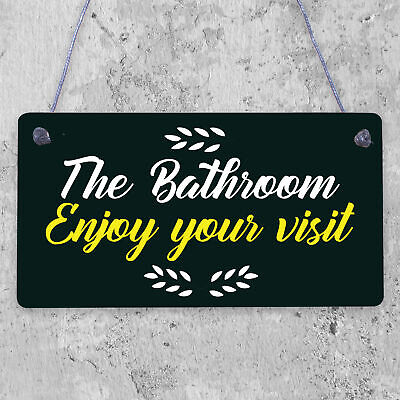 Bathroom Toilet Loo Welcome Shabby Chic Sign Novelty Wall Door Plaque Home Gifts