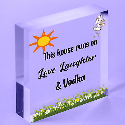 Fun Laughter Vodka Kitchen Plaque Alcohol Home Bar Sign Friend Gift For Women