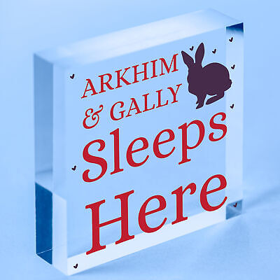 Pet Rabbit Sign For Hutch Sleeps Here Personalised Cage Sign Pet Lover Xmas Gift