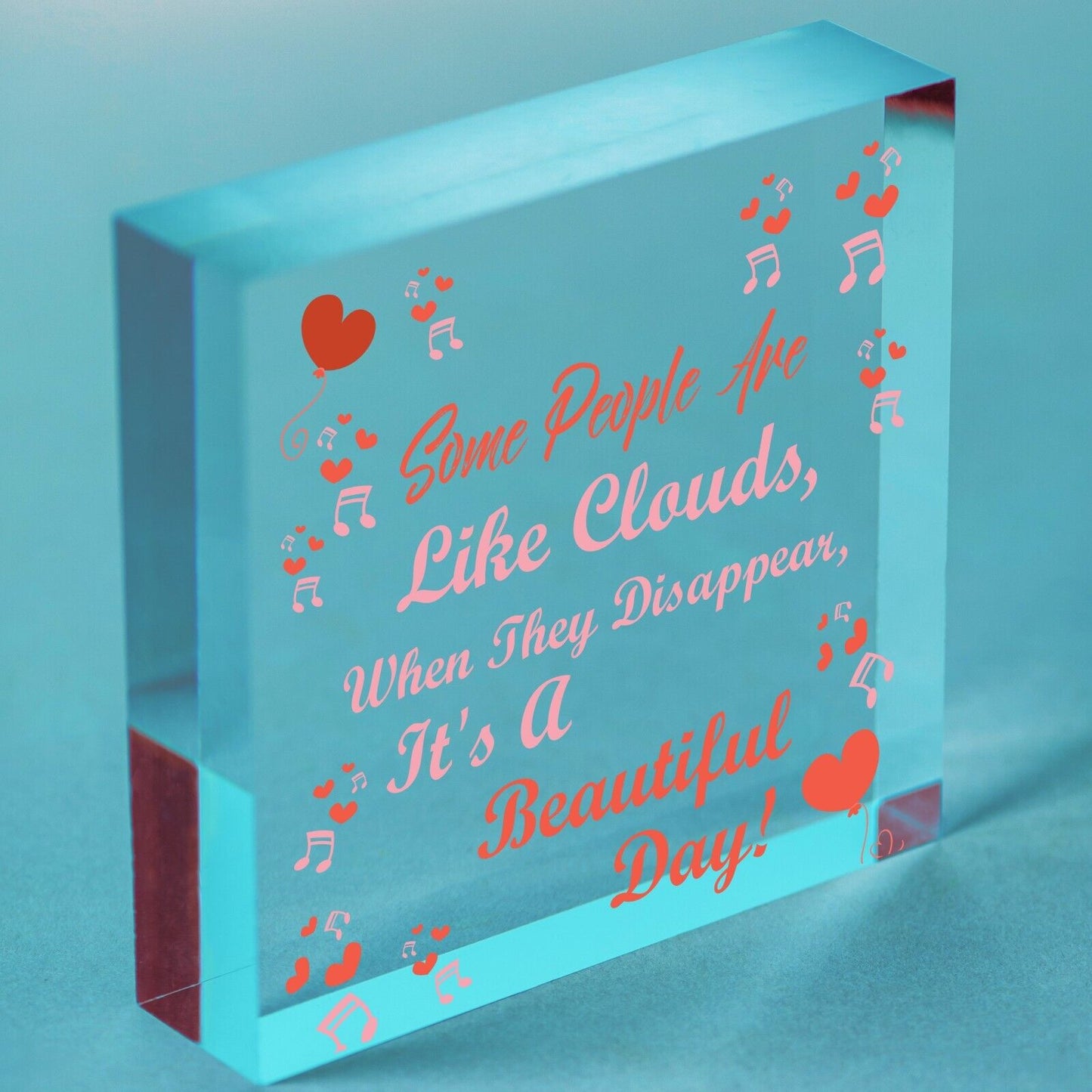 Some People Are Like Clouds Novelty Wooden Hanging Heart Plaque Friendship Gift