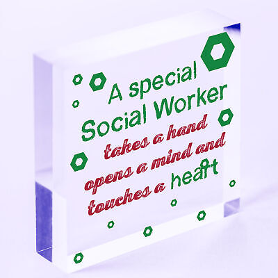 Social Worker Gift THANK YOU Wood Heart Birthday Christmas Colleague Friend Gift