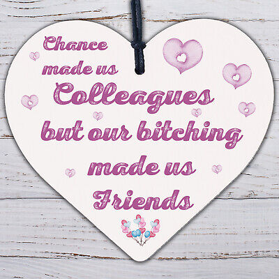 Colleague Friendship Leaving Work Gift Wooden Heart Plaque Friend Thank You Gift