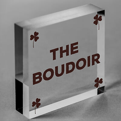 The Boudoir Vintage Shabby French Powder Room Hanging Plaque Bath/Bedroom Sign