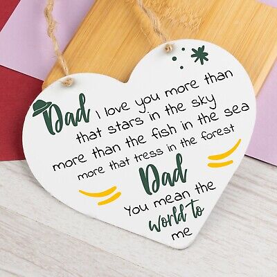 Dad I Love You Wooden Heart Fathers Day Gift Dad Birthday Gift From Daughter Son