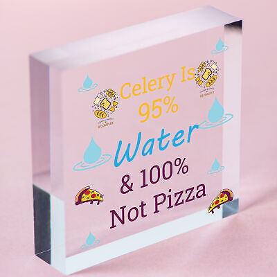 Celery Not Pizza Funny Friendship Weight Loss Hanging Plaque Friends Gift Sign