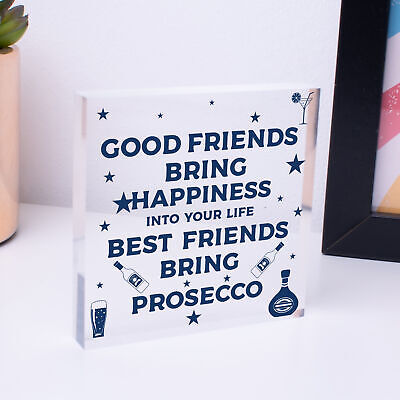 Best Friend Prosecco Friendship Birthday Wooden Heart Alcohol Garden Sign Gifts