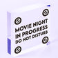 Cinema Room Sign NEON EFFECT Movie Night Dont Disturb Plaque Home Decor Gift