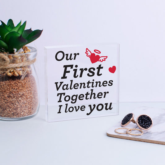 First Valentines Hanging Sign Gift Girlfriend Boyfriend For Him Her Love You