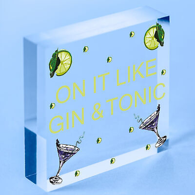 Handmade Plaque Gift For Gin Lovers Funny Gin And Tonic Bar Sign Keepsake Gift