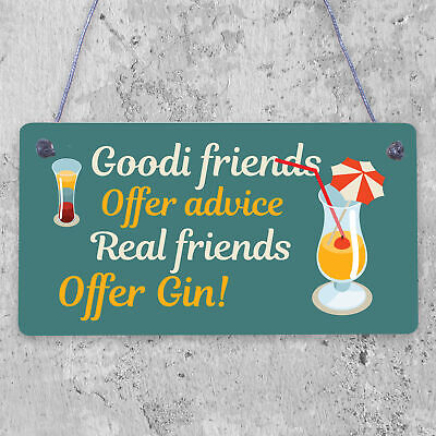 Friendship Gin Sign Garden Plaque Shed Home Bar Pub Alcohol Kitchen Plaque Gift